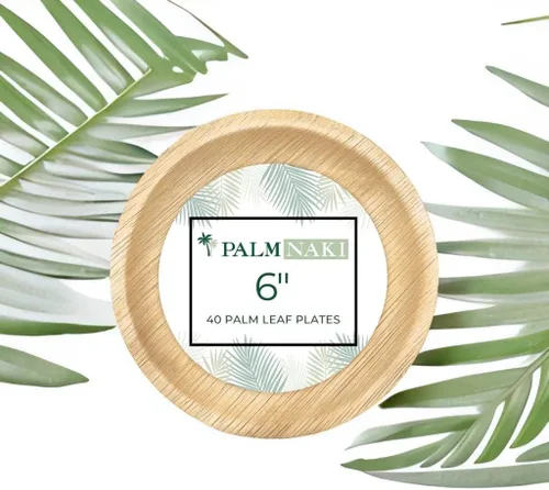 Miniatura 6 de PALM NAKI Platos redondos de hoja de palma (40 unidades) – Vajilla desechable, platos redondos compostables y biodegradables