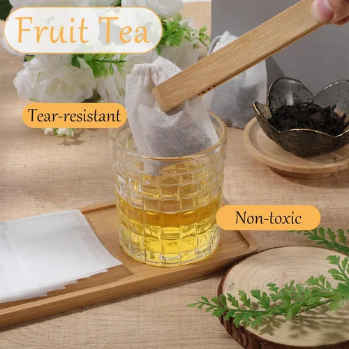Miniatura 4 de 100 bolsas de té sueltas desechables de té de hojas vacías con cuerda, bolsa de té rellenable para café y especias, 3.15 x 2.4 pulgadas