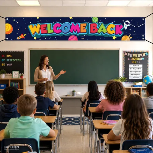Miniatura 4 de Welcome Back Banner For School - Pack of 1, 120x20 Inch Welcome Back Decorations, Classroom Decor First Day of School Sign Back To School
