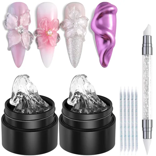 Miniatura 9 de Fcozpjk Kit de gel sólido constructor, 2 unidades de gel de escultura 3D negro no pegajoso para tallar a mano con bolígrafo de silicona, geles duros