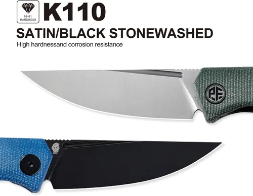 Miniatura 6 de Petrified fish Navaja de bolsillo PFP07 Viking, 3.62 pulgadas K110 Hoja negra lavada a la piedra, mango G10 de 4.23 onzas con bloqueo frontal Negro
