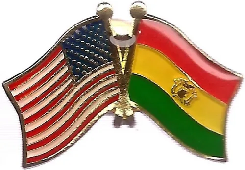 Paquete de 3 pines de solapa de bandera cruzada de Bolivia y Estados Unidos, insignia de amistad boliviana y estadounidense