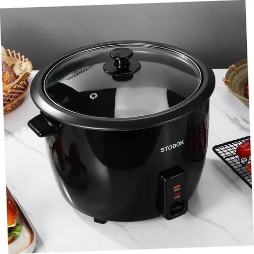 Miniatura 4 de Lurrose Arrocera eléctrica con tapa transparente, olla portátil para estofado doméstico para sopa de gachas de arroz, sopa y vaporera, enchufe