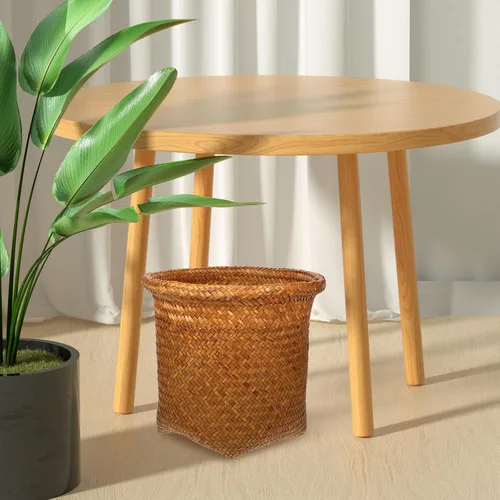 Miniatura 3 de Alipis Cesta de basura de mimbre de hierba marina, cesta de basura tejida, cesta de almacenamiento rústica, contenedor de reciclaje de basura