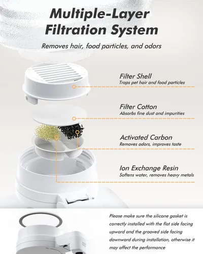 Miniatura 7 de Dispensador automático de agua para perros con grifo patentado, dispensador de agua para gatos de gran gravedad de 6 litros con asa, filtro y base