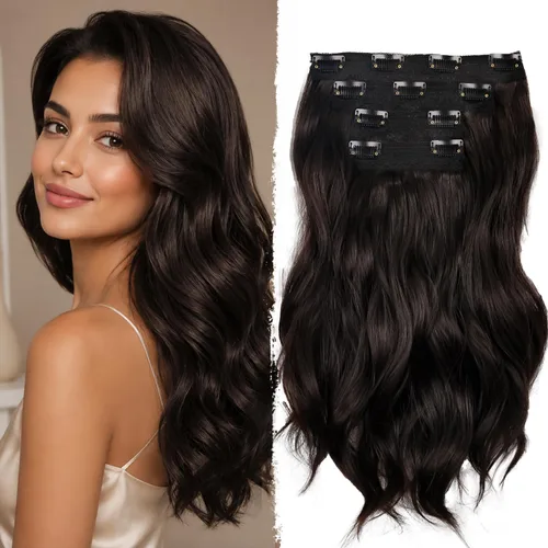 Miniatura 18 de Extensiones de cabello con clip, extensiones de cabello sintético ondulado de 14 pulgadas con clip (color: 22H10#)