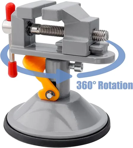 Miniatura 3 de Mesee Mini tornillo de prensa de taladro con ventosa, tornillo de tallado ajustable con rotación de 360 grados, abrazadera de nogal giratoria, banco
