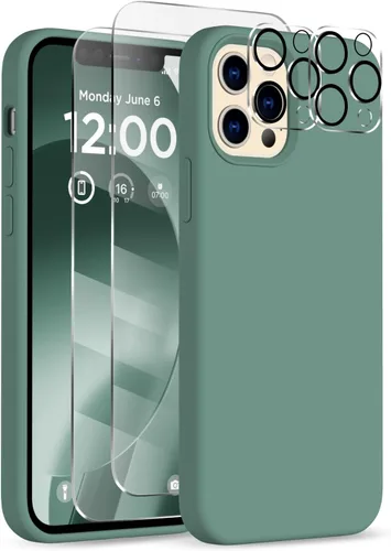 Miniatura 27 de Funda para iPhone 12 Pro Max, [2 protectores de cámara + 2 protectores de pantalla], funda protectora de silicona de cuerpo completo a prueba