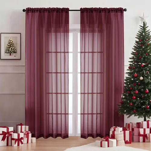 Miniatura 108 de OVZME - Cortinas traslúcidas blancas de 45 pulgadas de largo, 2 paneles, cortinas de gasa con bolsillo para barra para ventanas pequeñas, cada una