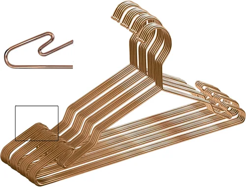 Miniatura 12 de Lujoso juego de perchas de metal resistente con diseño único de gancho, perchas duraderas y resistentes para abrigos, 4mm de grosor, soporta 25