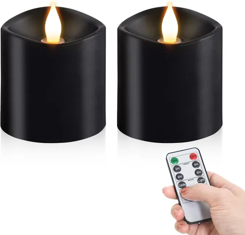 Miniatura 12 de Velas sin llama de 3 x 3 que funcionan con pilas con temporizador remoto, duran 600 horas, velas de batería parpadeantes, velas LED eléctricas