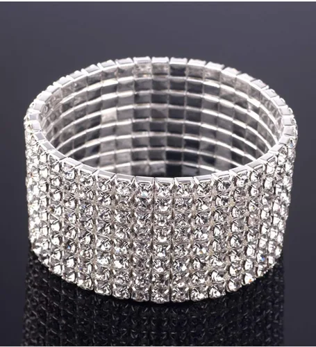 Miniatura 6 de Zealmer Pulseras elásticas apilables de diamantes de imitación multicolor brillantes para mujer Metal