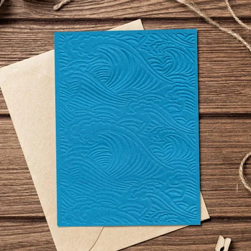 Miniatura 5 de Estivaux Carpetas de estampado de olas marinas para hacer tarjetas, carpetas de plástico de cirros de 5.7 x 4.2 pulgadas, plantilla de verano