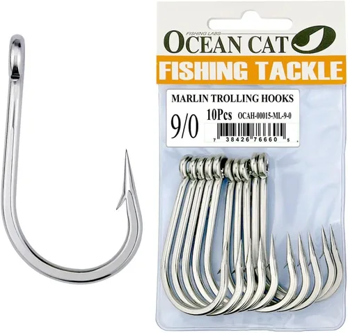 Miniatura 6 de OCEAN CAT Marlin - Gancho de arrastre de acero inoxidable con púas de punto de compensación de pulpo, círculo, anzuelos de pesca, aparejos de pesca