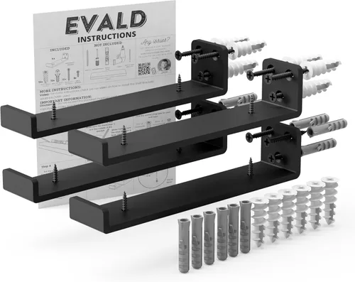 Miniatura 11 de EVALD Soportes flotantes para estantes Soportes ocultos de acero al carbono negro para tablero de 4 pulgadas (tamaño real de 3 1/4 pulgadas)