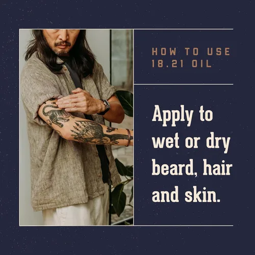 Miniatura 4 de 18.21 Man Made Aceite para cabello, piel y barba para hombres, 4 aromas - Bálsamo acondicionador no graso con aceite de semilla de ricino, jojoba