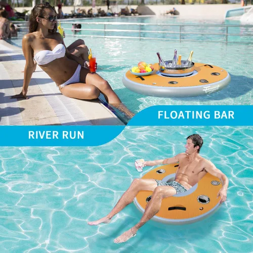 Miniatura 8 de Flotadores inflables para piscina para adultos, barra flotante inflable, portavasos integrado, espuma suave de EVA de 0.472 in, espacio