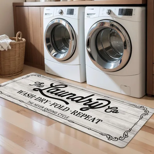 Pauwer - Alfombra de corredor para lavandería de 20"x60", impermeable, de goma, antideslizante, alfombra de cocina para piso, lavable, alfombra de