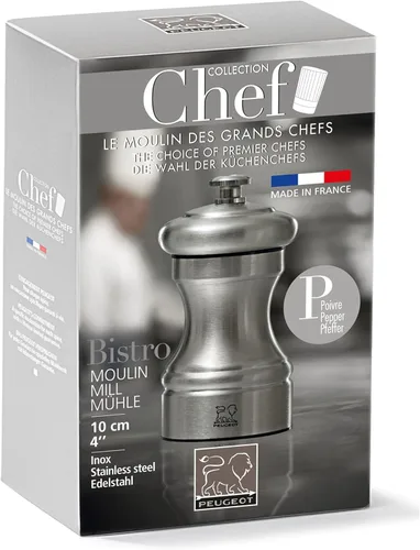 Miniatura 3 de Peugeot Bistro Chef Molinillo de Sal, 10cm/4", Acero Inoxidable