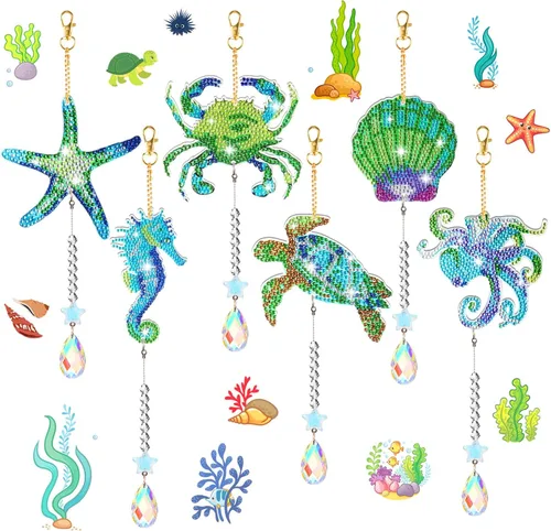 Vsidiuoer Juego de 6 piezas de arte de diamantes para adultos, carillones de viento de vela 5D, carillón de viento de pintura de diamante de doble