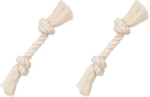 Miniatura 8 de Flossy Chews - Tirón de cuerda de 3 nudos, 100% algodón, color blanco, XL, 36 pulgadas