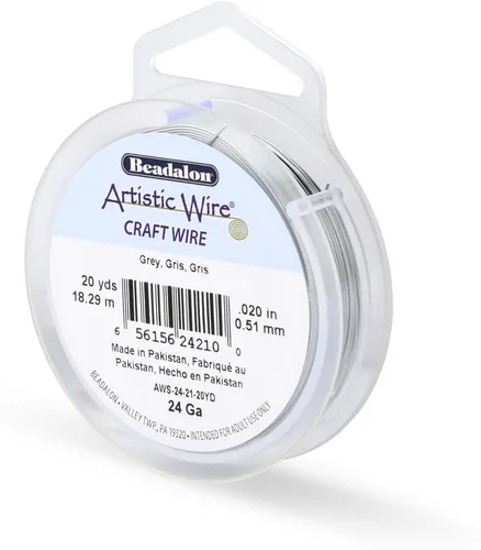 Miniatura 128 de Artistic Wire, alambre para manualidades de calibre 22 bañado en plata, resistente a las manchas, color cobre, blanco, 9,1 m