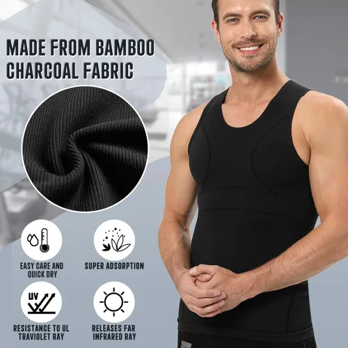 Miniatura 8 de PODFAN Gynecomastia Compression Shirt for Men, Slimming Tank Top Undershirts, Mens Body Shaper Vest