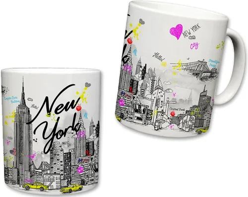 Sweet Gisele Taza inspirada en la ciudad de Nueva York | Taza de café de cerámica NYC | Skyline del centro de Manhattan | Empire State Building y