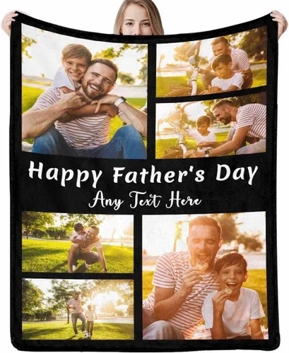 Miniatura 31 de Artsadd Manta personalizada con foto, mantas personalizadas para papá y abuelo, regalos del Día del Padre, manta conmemorativa para la familia