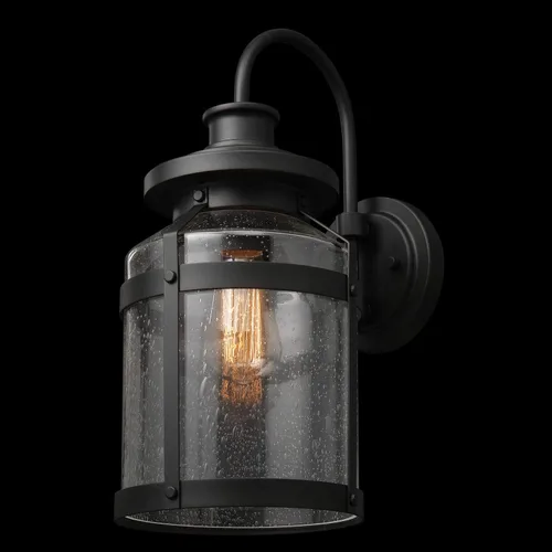 Miniatura 2 de Globe Electric 44791 Apollo - Aplique de pared para exteriores con 1 luz, bronce, pantalla de vidrio sembrado, marrón, bombilla no incluida