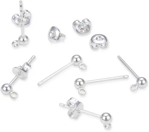 Adabele - 40 aretes hipoalergénicos resistentes al deslustre de 0.118 pulgadas (0.118 in), 40 piezas de espaldas de tuerca chapadas en plata para