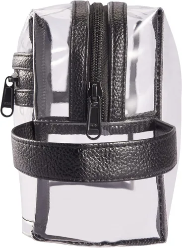 Miniatura 6 de Neceser de aseo transparente, para maquillaje, productos de afeitar, cosméticos, resistente, impermeable, con cierre y asa para viajes, Negro)