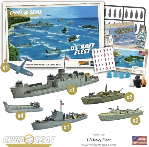 Warlord Cruel Seas US Navy Fleet War Game - Juego de mesa de estrategia de juego de rol 1:300 para adultos, juego de mesa de guerra estratégico de