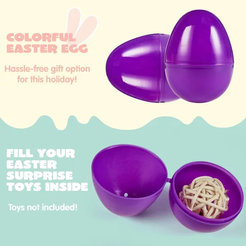 Miniatura 2 de JOYIN 50 huevos de Pascua de 2.3 pulgadas, huevos de plástico vacíos rellenables coloridos y brillantes a granel para caza de Pascua, golosinas