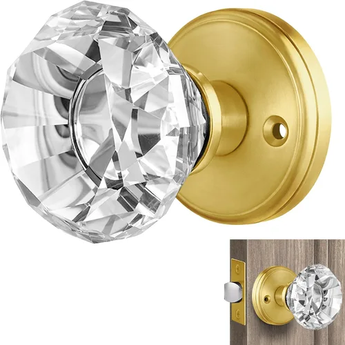 Miniatura 11 de Balin Designs - Perilla de puerta de cristal negro con cerradura, juego de perillas de puerta de vidrio para privacidad interior, manija decorativa