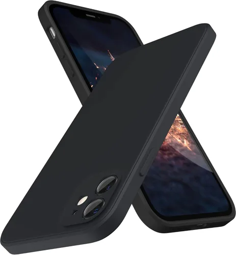 SURPHY Diseño para iPhone 11 con protección de cámara, diseño delgado de borde recto, funda de silicona líquida para iPhone 11 de 6.1 pulgadas, negro