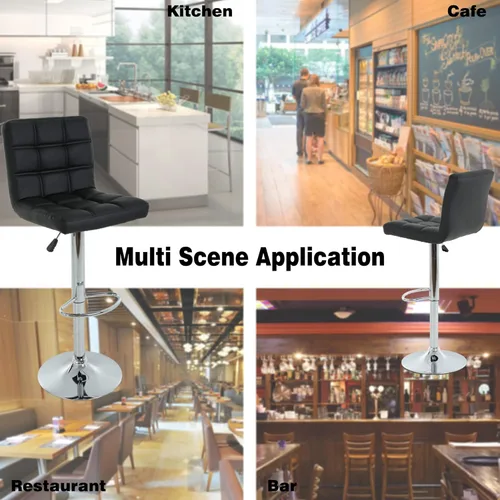 Miniatura 4 de BestOffice Taburete de bar moderno, juego de 2 taburetes de bar de altura ajustable de altura de mostrador, taburete giratorio de cuero PU, sillas