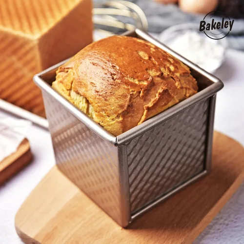 Miniatura 4 de Mini molde para pan Pullman con tapa, antiadherente rectangular de 0.25 kg, caja plana para tostar en horno (Oro champán)