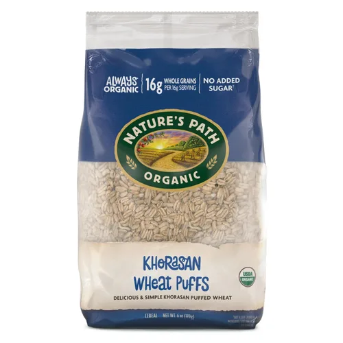 Nature's Path Cereal orgánico Kamut Puffs, paquete respetuoso con la tierra, hojaldres de trigo Khorasan, sin OMG, 0.63 oz de granos enteros, sin