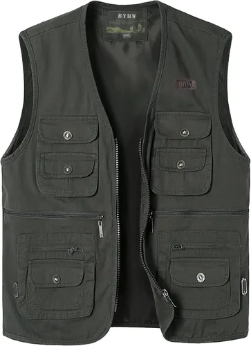 Miniatura 2 de Chaleco de pesca para hombre con múltiples bolsillos, sin mangas, chaleco de caza, safari, viajes, al aire libre, chaleco casual