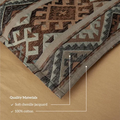 Miniatura 4 de Paseo Road by HiEnd Accents Rio Grande - Juego de funda de edredón de 7 piezas, tamaño Super King, cuero sintético marrón, juego de ropa de cama
