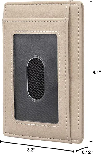Miniatura 127 de Travelambo billetera mediana y minimalista de cuero para bolsillo frontal, con bloqueo de interferencia de radiofrecuencia