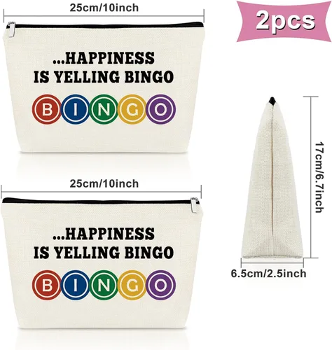 Miniatura 3 de Sazuwu Regalo para amantes del bingo, 2 piezas, bolsa de maquillaje, regalo para mujeres, amantes del casino, regalo de Navidad, cumpleaños, bolsa