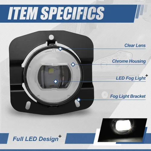 Miniatura 2 de Auto Dynasty Proyector LED completo antiniebla compatible con Kenworth T680 2011-2024, luces antiniebla de conducción de parachoques delantero, lado