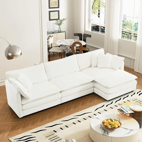 Miniatura 94 de Sofá seccional modular convertible de 76.7", sofás de dos plazas de chenilla con asiento profundo y cojines tipo loveseat para sala de estar, Beige