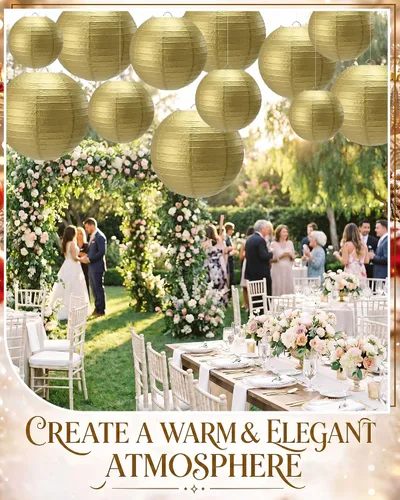 Miniatura 4 de Treela 60 Pcs Paper Lanterns Bulk for Wedding, 4'' 6'' 8'' 10'' 12'' Round Chinese Lanterns for Bridal Shower Birthday Party Decorations, Hanging