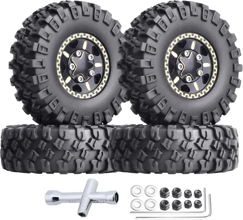 HobbyPark Ruedas y neumáticos Beadlock de latón 1.0 para TRX4M actualizaciones Axial SCX24 1/24 RC Crawler piezas de repuesto, juego de 4 (tipo B)