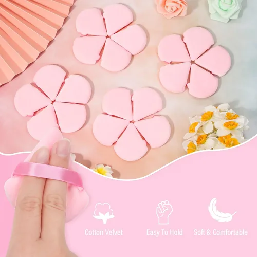 Miniatura 4 de Thrilez 20 Piezas Borlas de Polvo Triangulares, Borlas de Polvo Suelto Borlas de Maquillaje para Polvo Facial, Borla de Polvo Fijador para Rosa