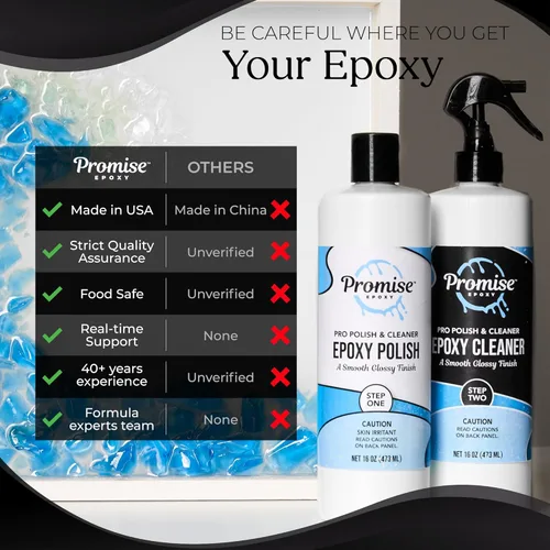 Miniatura 2 de Promise Epoxy - Kit de 32 onzas de pulimento profesional (16 oz) y limpiador (16 oz), especialmente formulado para resina epoxi y acabados de alto