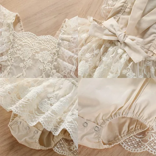 Miniatura 5 de IDOPIP Conjunto de ropa de 1er cumpleaños para niñas con estampado floral, estilo bohemio, con encaje, tutú y diadema de princesa